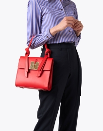 Look image thumbnail - Ines de la Fressange - Beatrice Red Leather Buckle Handbag