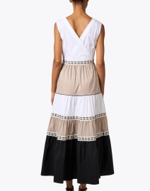 Back image thumbnail - Purotatto - White Black and Beige Cotton Dress