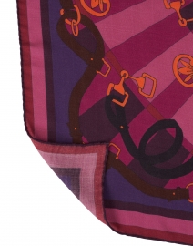 Back image thumbnail - Rani Arabella - Firenze Magenta Saddle Printed Wool Cashmere Silk Scarf