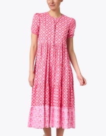Front image thumbnail - Ro's Garden - Daphne Pink Geometric Cotton Dress