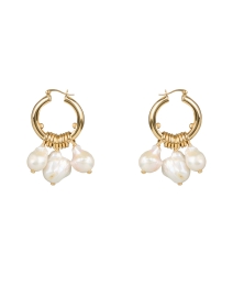 Back image thumbnail - Lizzie Fortunato - Gold Pearl Hoop Earrings