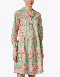 Front image thumbnail - Marc Cain - Pink and Green Print Cotton Dress