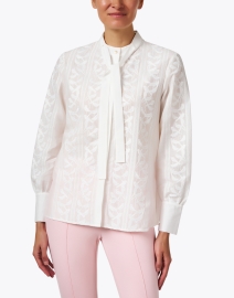 Front image thumbnail - Marc Cain - White Embroidered Blouse