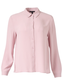 Pink Silk Crepe Button Up