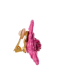 Oscar de la Renta - Pink Flower Raffia Clip Earring 