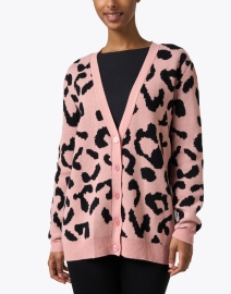 Front image thumbnail - Madeleine Thompson - Cecelia Pink Leopard Print Wool Cashmere Cardigan