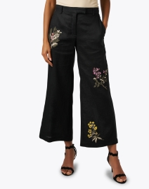 Front image thumbnail - Seventy - Black Embroidered Linen Pant
