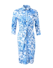 Product image thumbnail - Gretchen Scott - Blue Floral Printed Twist Front Dress
