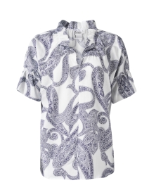 Crosby White and Navy Print Cotton Top