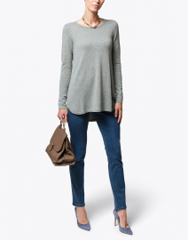 Pale Sage Green Pleat Back Cashmere Sweater