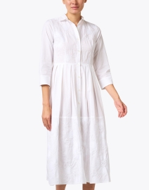 Front image thumbnail - Rosso35 - White Embroidered Cotton Shirt Dress