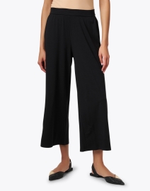 Front image thumbnail - Eileen Fisher - Black Jersey Wide Leg Cropped Pant
