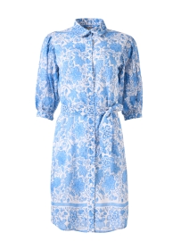 Product image thumbnail - Bell - Blue Floral Belted Shirt Dress