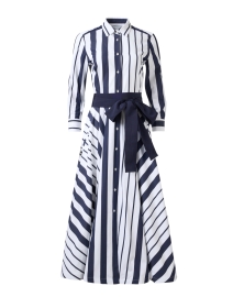 Product image thumbnail - Sara Roka - Caleigh Navy Striped Shirt Dress