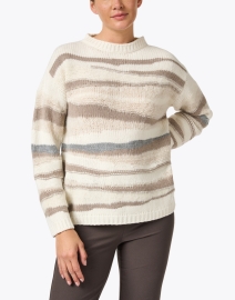 Front image thumbnail - Fabiana Filippi - Ivory Neutral Striped Wool Sweater