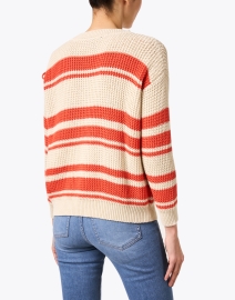 Back image thumbnail - Weekend Max Mara - Vertigo Beige and Red Stripe Cotton Sweater