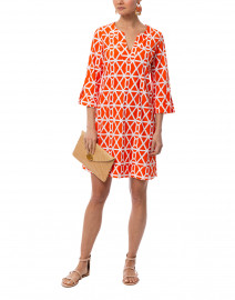 Megan Orange Chain Printed Stretch Dress