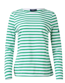 Product image thumbnail - Saint James - Minquidame White and Green Striped Cotton Top