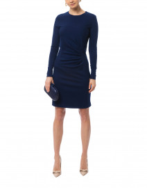 Colimbo Navy Blue Ruched Wool Jersey Dress