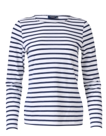 Product image thumbnail - Saint James - Minquidame White and Navy Striped Cotton Top