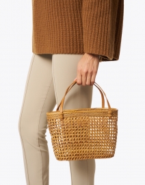 Look image thumbnail - Bembien - Maya Natural Rattan and Leather Top Handle Bag
