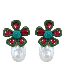 Product image thumbnail - Lizzie Fortunato - Daisy Floral Raffia Clip Earrings 