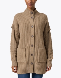 Front image thumbnail - Repeat Cashmere - Taupe Merino Wool Cardigan