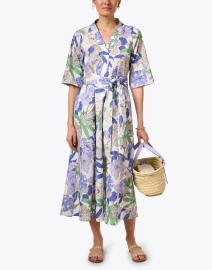Look image thumbnail - WHY CI - Iris White and Purple Floral Cotton Dress