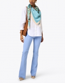 Extra_1 image thumbnail - St. Piece - Penelope Blue Floral Printed Wool and Cashmere Scarf