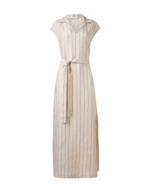 Beige Striped Linen Dress