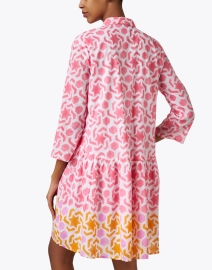 Back image thumbnail - Ro's Garden - Deauville Pink Geometric Print Shirt Dress