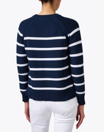 Back image thumbnail - Kinross - Navy Striped Cotton Sweater