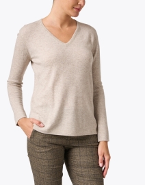 Front image thumbnail - Kinross - Beige Cashmere Sweater