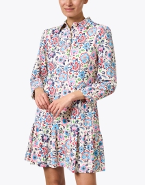 Front image thumbnail - Jude Connally - Henley Cream Multi Print Tiered Dress