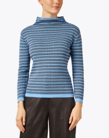 Front image thumbnail - Blue - Blue and Brown Fairisle Pima Cotton Sweater