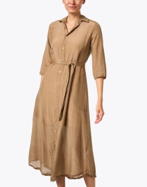 Front image thumbnail - CP Shades - Brown Belted Shirt Dress 