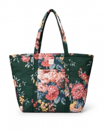 Avery Forest Green Floral Printed Quilted Tote Bag