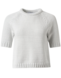 Grey Cotton Short Sleeve Sweater
