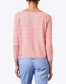 Back image thumbnail - Burgess - Ivy Orange Stripe Cotton Blend Sweater