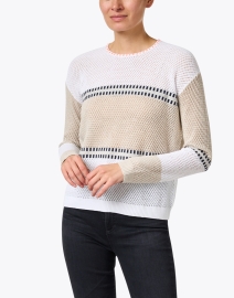 Front image thumbnail - Lisa Todd - White and Beige Cotton Sweater