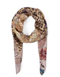 Product image thumbnail - Jane Carr - Pink and Beige Silk Multi Print Scarf
