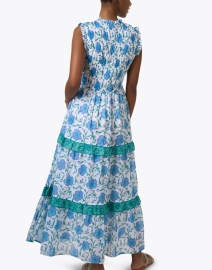 Back image thumbnail - Oliphant - Poppy Blue and White Floral Cotton Dress