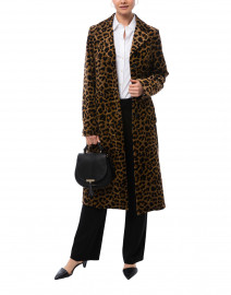 Brown Leopard Velvet Long Coat