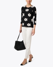 Look image thumbnail - J'Envie - Black Floral Intarsia Sweater