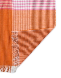 Back image thumbnail - Johnstons of Elgin - Orange Plaid Wool Scarf