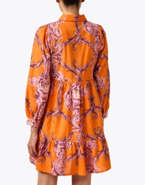 Back image thumbnail - Ro's Garden - Romy Orange Print Cotton Dress