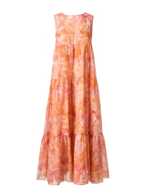 Foce Orange Print Cotton Silk Dress