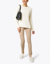 Sail to Sable - Ivory Cotton Cable Knit Sweater