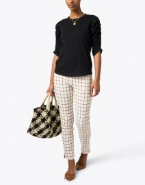 Look image thumbnail - Avenue Montaigne - Pars Black and White Windowpane Pull On Pant
