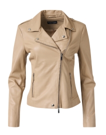 Product image thumbnail - Repeat Cashmere - Beige Leather Moto Jacket